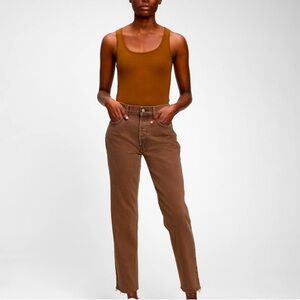 Gap Brown High Rise Cheeky Straight with Washwell